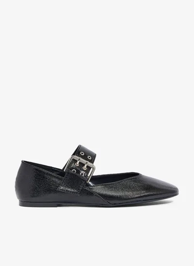 Ginger Ballet Flats With Metal Buckle