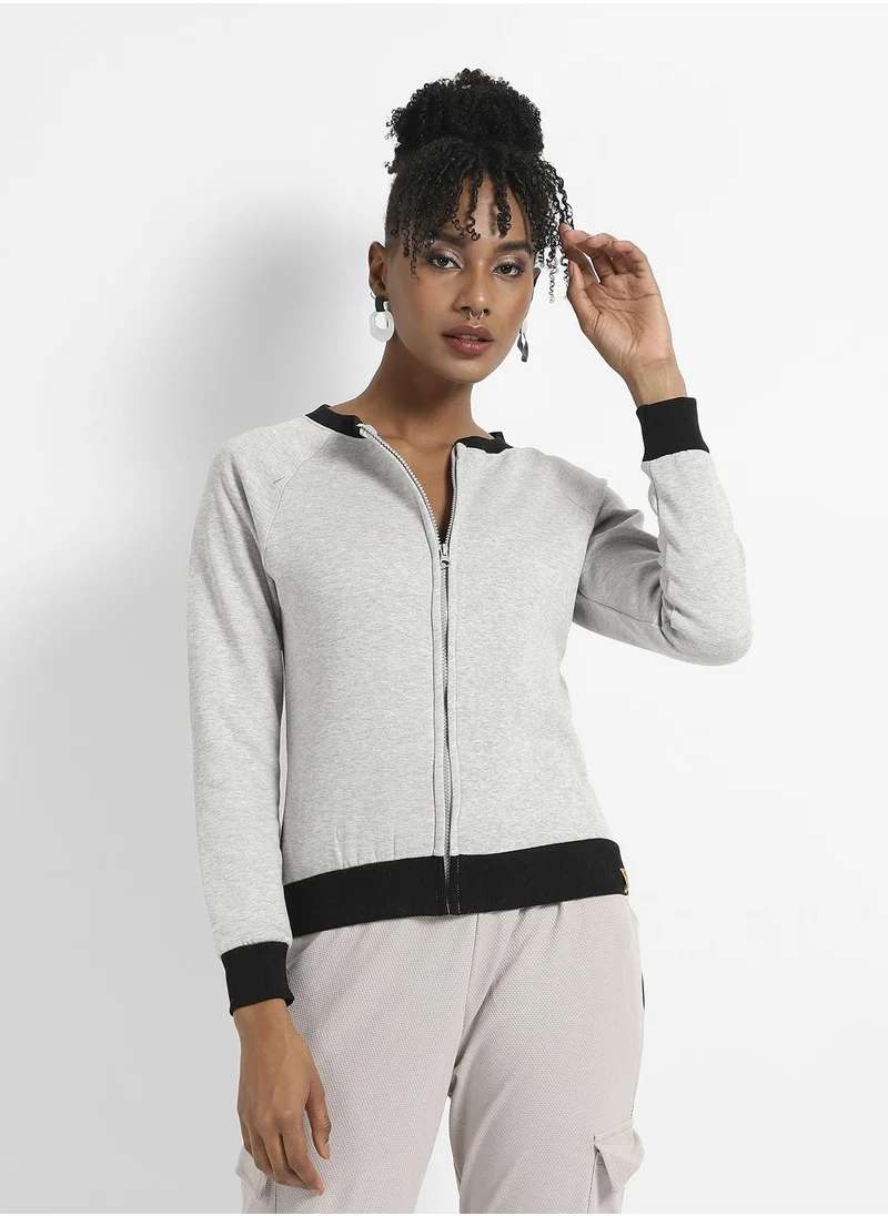 كامبوس سوترا Zip-Front Sweatshirt With Contrast Hem