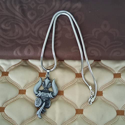 M Men Style Lord Shiv Trishul Damaru Om Grey Car Dashboard Showpiece Hanging Car Interior Deco Rear-Mirror Hanging for Men and Women - Image 2