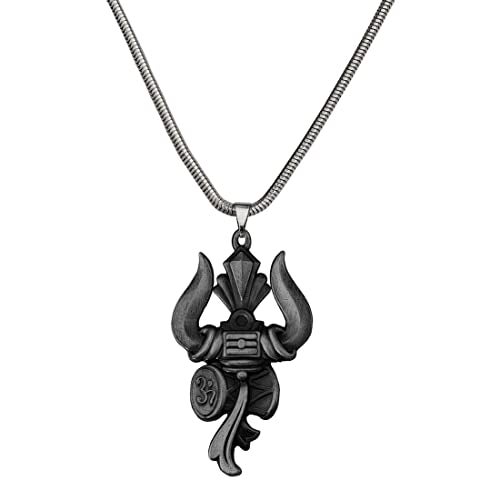 M Men Style Lord Shiv Trishul Damaru Om Grey Car Dashboard Showpiece Hanging Car Interior Deco Rear-Mirror Hanging for Men and Women - Image 3