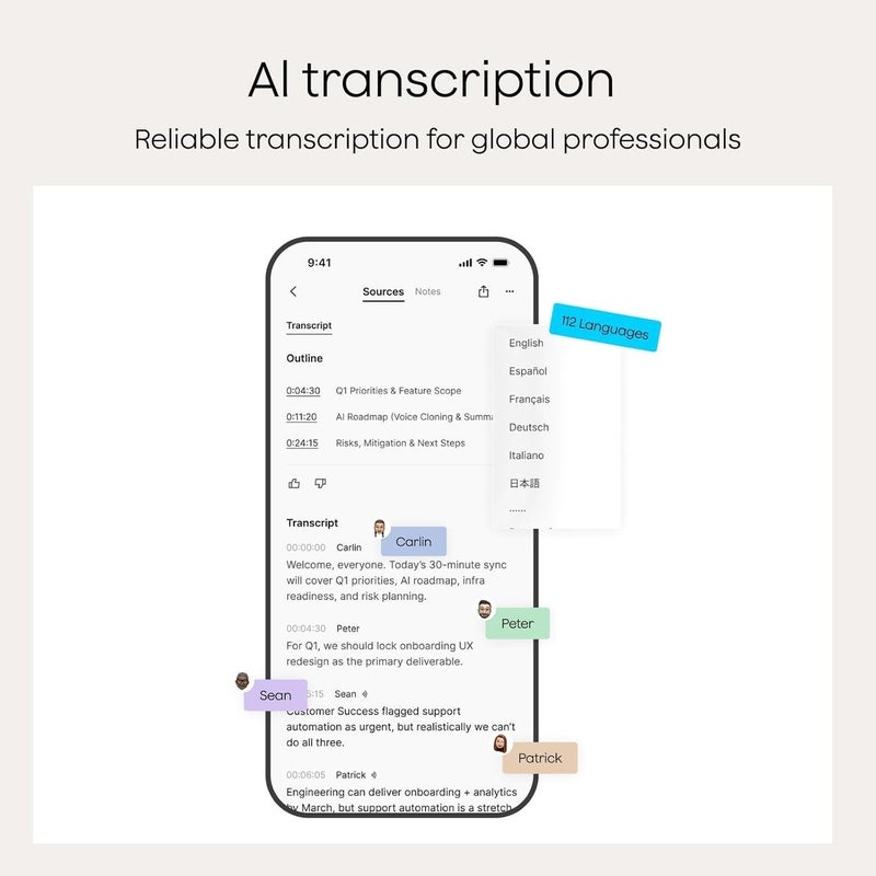 Plaud Note Pro AI Voice Recorder with Transcription & Summarization, App Control, Supports 112 Languages, Ultra-Slim Design, Case Included, Black - Image 5