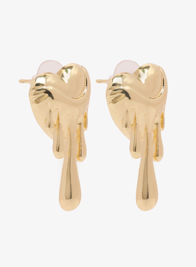 Ginger 2PK Chunky Gold Heart Shape Earrings - Image 1