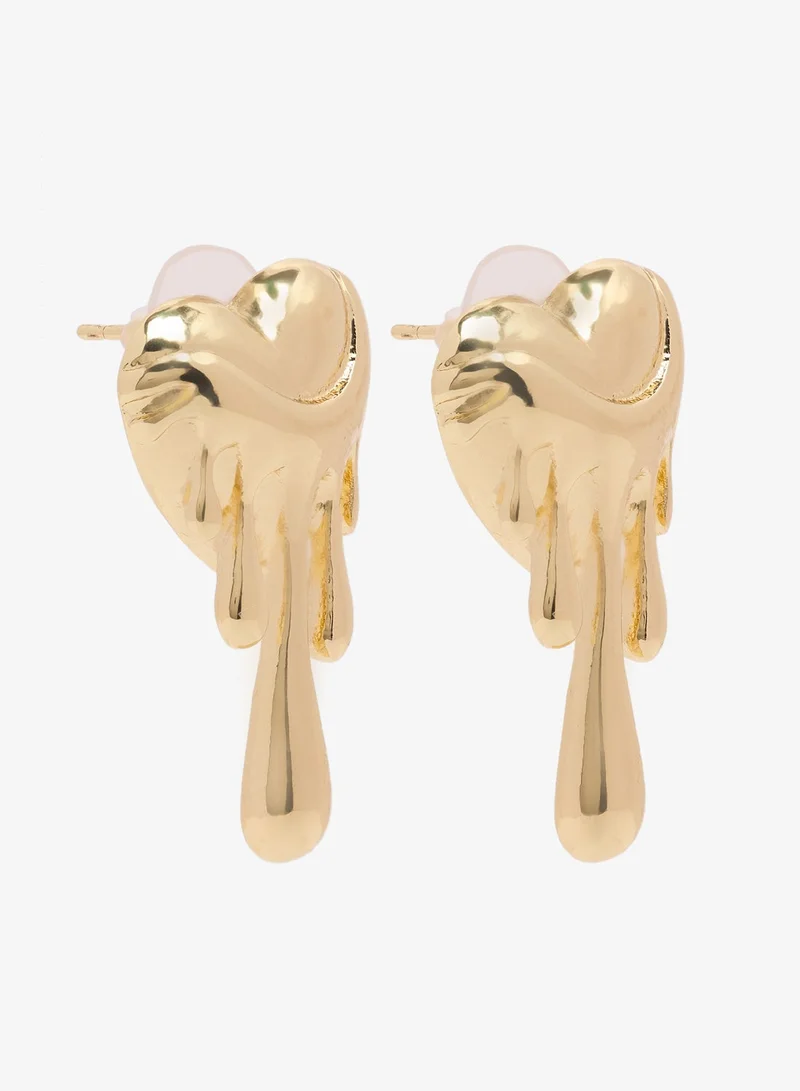 Ginger Gold 2PK Chunky Gold Heart Shape Earrings for Women | Best Price UAE