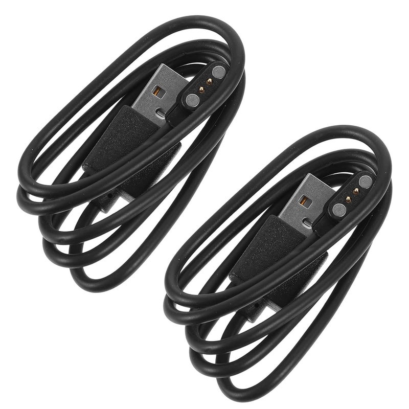 2pcs Magnetic Charging Cable for Smartwatch, USB Charging Cord Compatible with Multiple Brands, Black 2-pin Charger Wire for Portable Watch Accessories - Image 1
