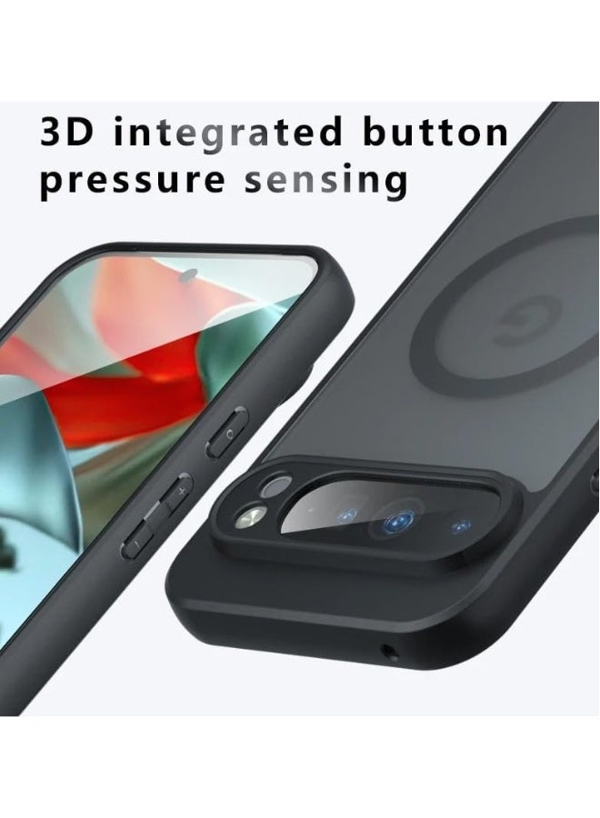 Magnetic Case Compatible with Google Pixel 9 XL 5G Case, Frosted Armor Back Cover Airbag Shockproof TPU Bumper Matte Black Cover Support Wireless Charging - Image 5
