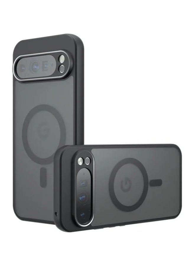 Magnetic Case Compatible with Google Pixel 9 XL 5G Case, Frosted Armor Back Cover Airbag Shockproof TPU Bumper Matte Black Cover Support Wireless Charging - Image 1