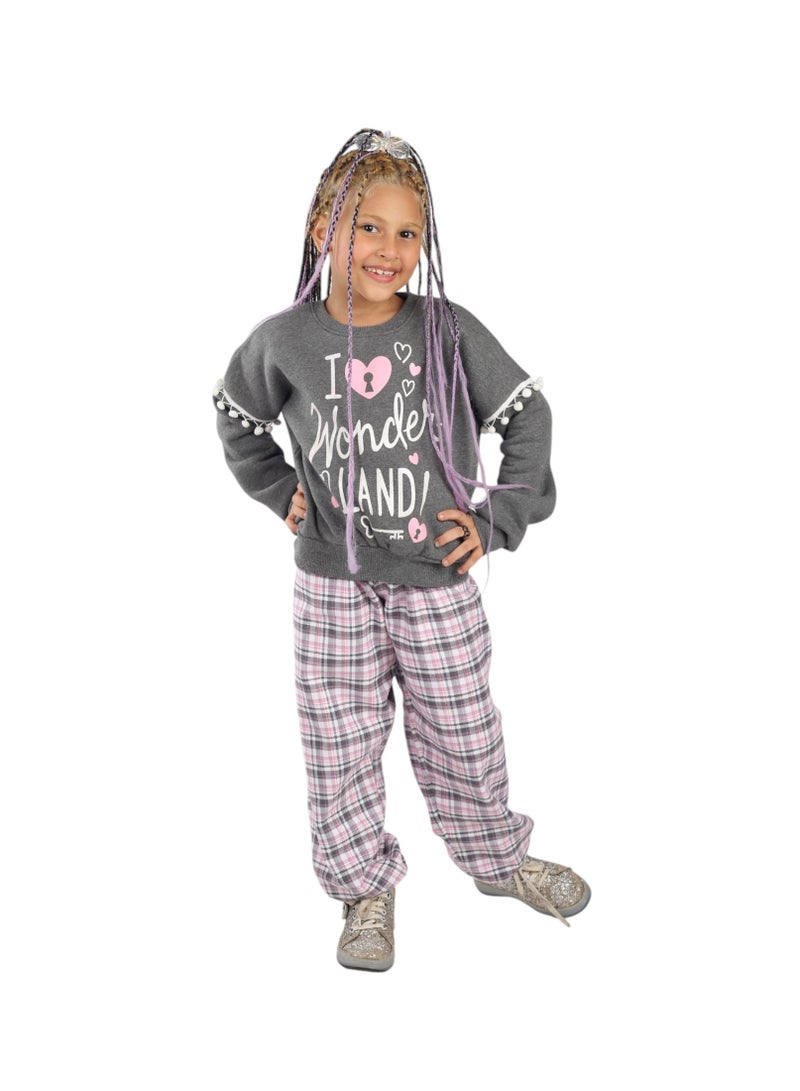 CHOiCE Girls' Winter Tracksuit "I WONDER LAND" - Stylish and Cozy (Code 543) - Image 1