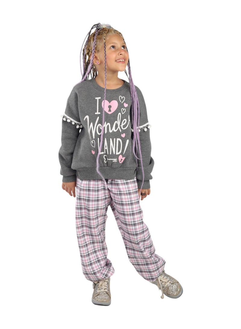 CHOiCE Girls' Winter Tracksuit "I WONDER LAND" - Stylish and Cozy (Code 543) - Image 2