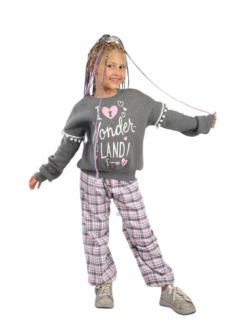 CHOiCE Girls' Winter Tracksuit "I WONDER LAND" - Stylish and Cozy (Code 543) - Image 3