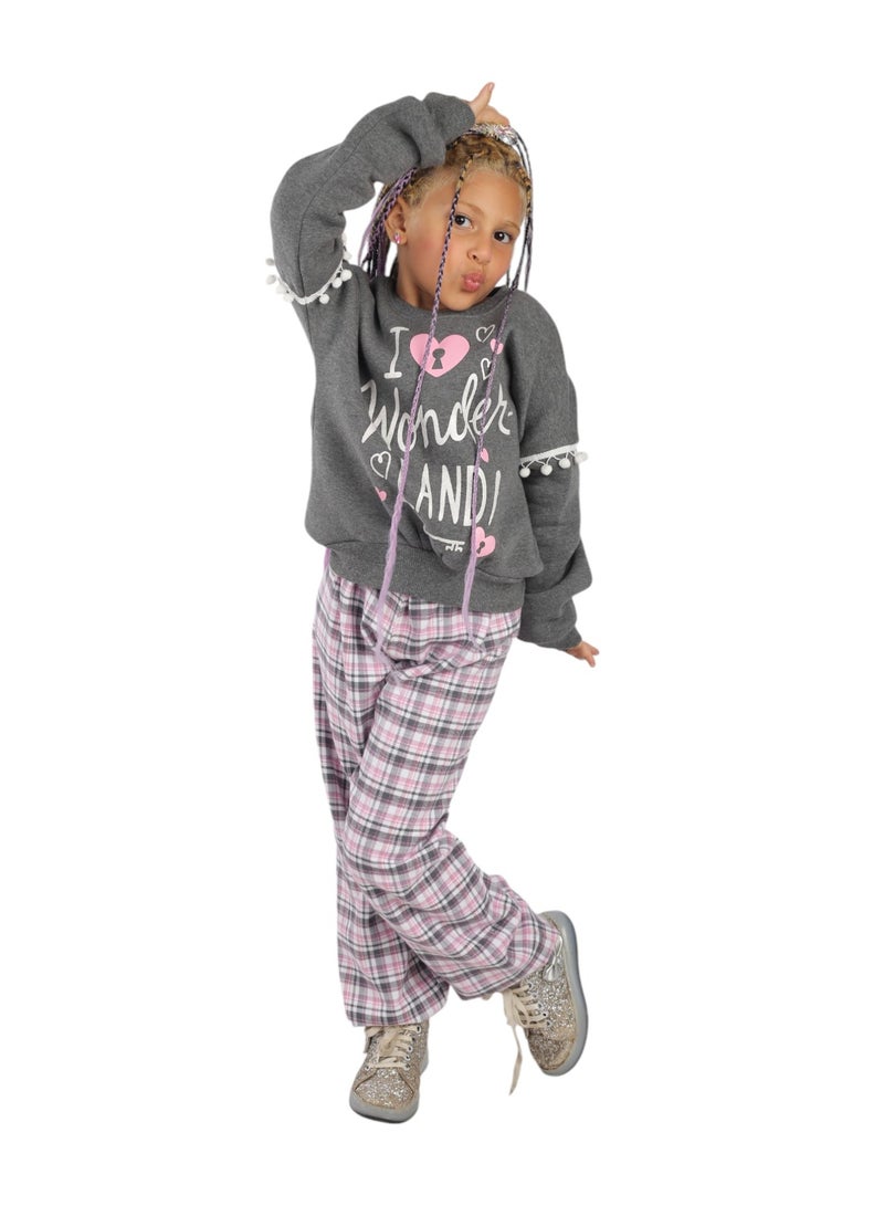 CHOiCE Girls' Winter Tracksuit "I WONDER LAND" - Stylish and Cozy (Code 543) - Image 4