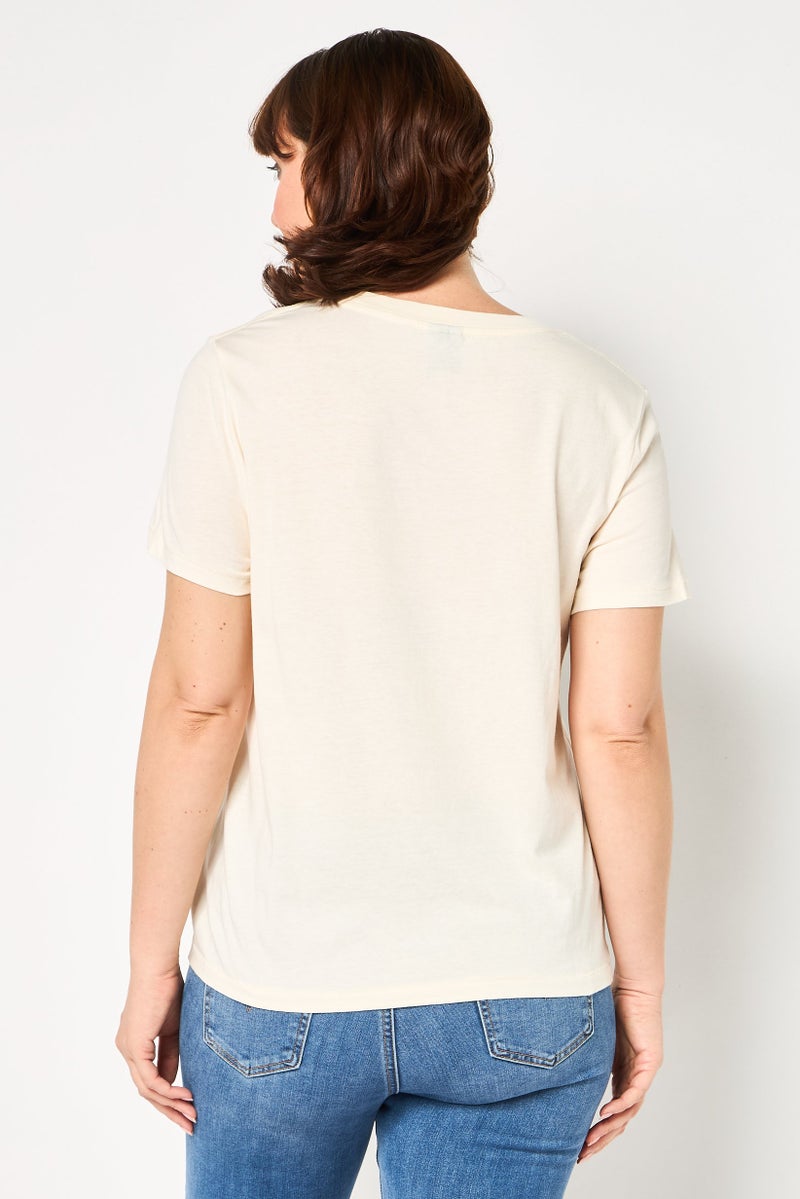 G-Star RAW Women Crew Neck Short Sleeve Brand Logo T-Shirt, Beige - Image 4