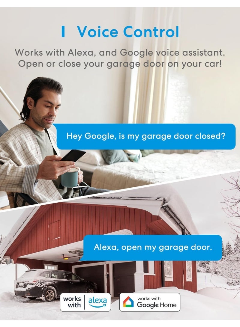 meross Smart WiFi Garage Door Opener Remote, App Control, Works with Alexa, Google Assistant and SmartThings, No Hub Neededï¼ˆNon HomeKit Versionsï¼‰ - Image 5