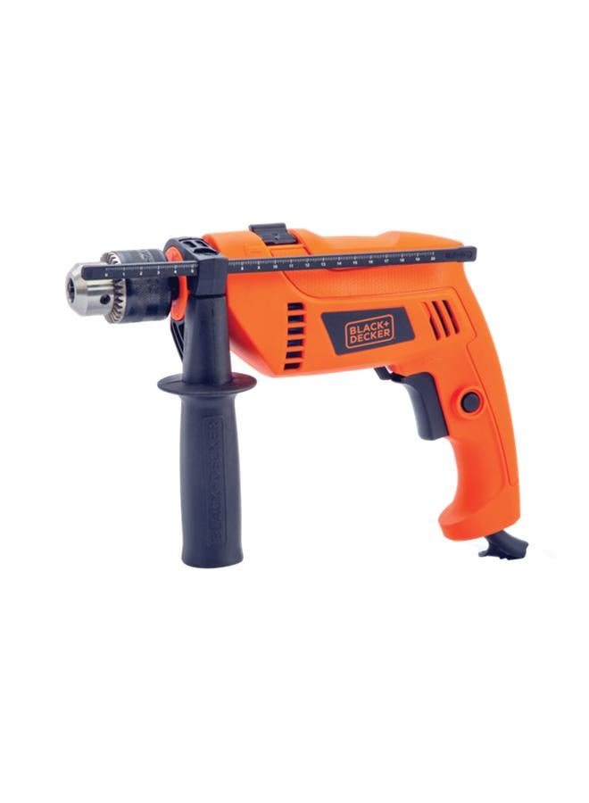 BLACK+DECKER Black + Decker 650W Corded Electric Hammer Drill with 50-Piece Bits Orange and Black 13mm HD650KIT-B5  - Image 1