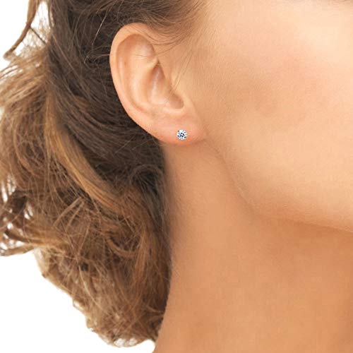 B. BRILLIANT Sterling Silver 4mm Round Solitaire AAA Cubic Zirconia Stud Earrings for Women Men - Image 3