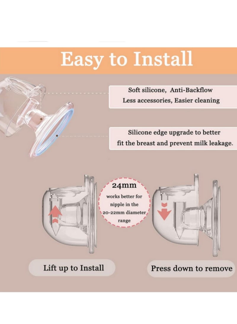 2 Pack 24mm Wearable Milk Collection Cups Hands-Free Milk Collector for Most Electric Breast Pumps Easy to Clean Zomee Spectra Medela Accessories Replacement for Breastfeeding Moms - Image 3