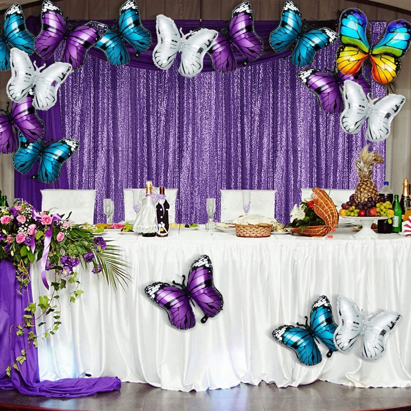 Sugargirl Purple Sequin Backdrop Curtain 2 Panels 2FTx8FT Glitter Purple Background Drapes Sparkle Photography Backdrop for Party Wedding Birthday Wall Decoration - Image 2