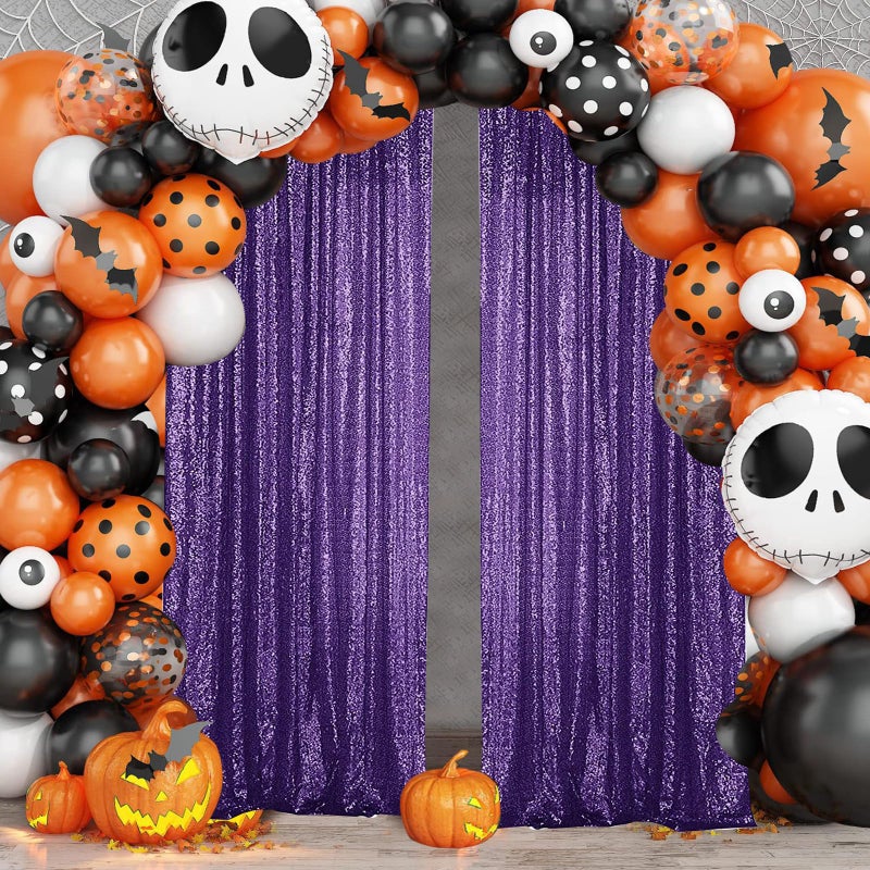 Sugargirl Purple Sequin Backdrop Curtain 2 Panels 2FTx8FT Glitter Purple Background Drapes Sparkle Photography Backdrop for Party Wedding Birthday Wall Decoration - Image 3