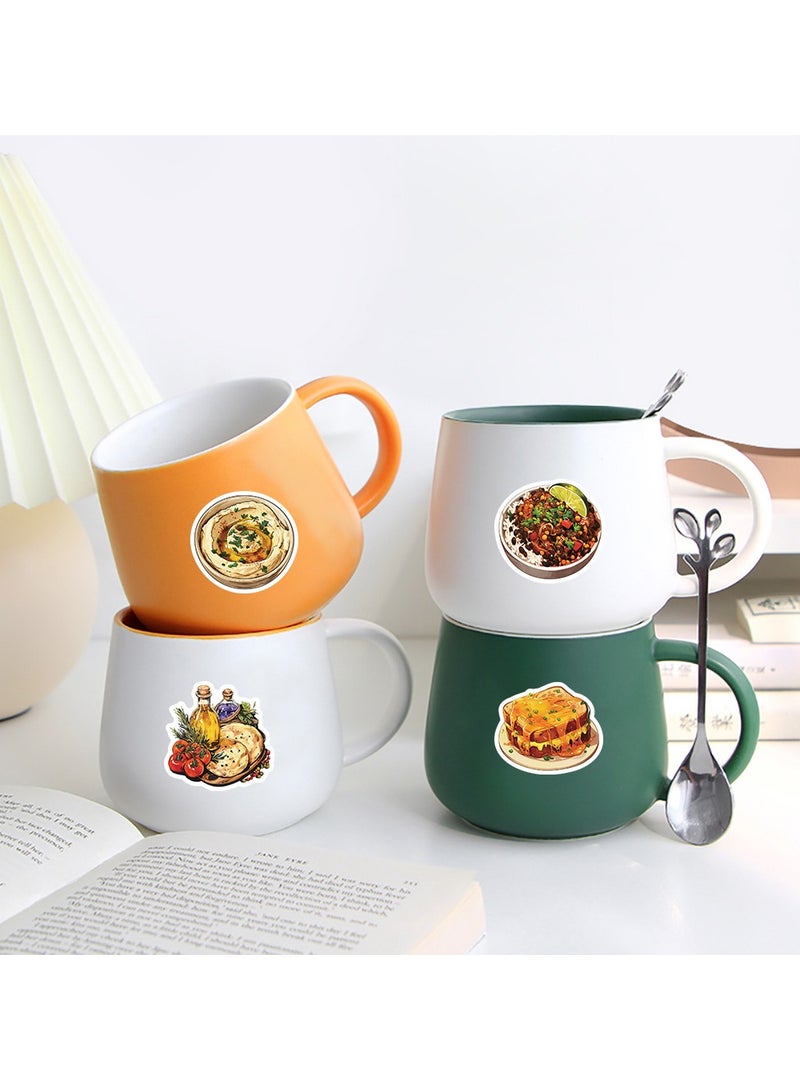 قوس قزح أورينبو ملصقات أطعمة من الشرق الأوسط لزجاجة المياه، 54 قطعة، ملصقات مقاومة للماء لمأكولات الشرق الأوسط الخاصة، ملصقات أطعمة لذيذة لسجلات القصاصات، ملصقات مقاومة للماء لأجهزة الكمبيوتر المحمول والكوب والهاتف ولوازم الحفلات - Image 5