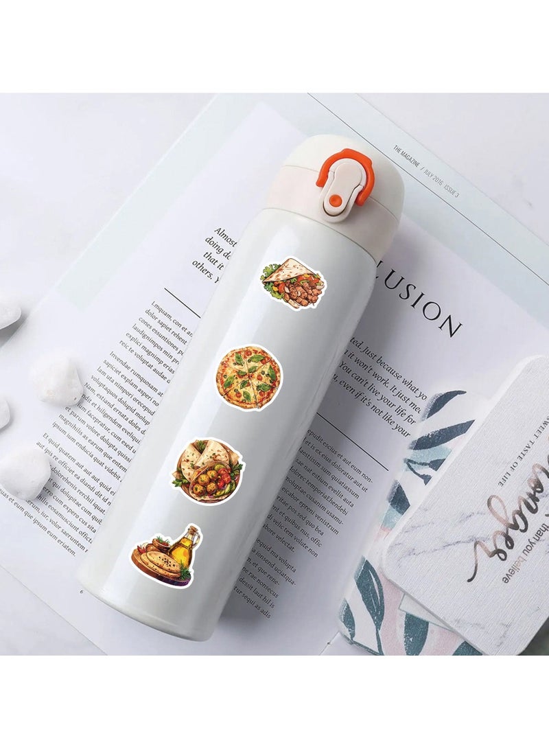 قوس قزح أورينبو ملصقات أطعمة من الشرق الأوسط لزجاجة المياه، 54 قطعة، ملصقات مقاومة للماء لمأكولات الشرق الأوسط الخاصة، ملصقات أطعمة لذيذة لسجلات القصاصات، ملصقات مقاومة للماء لأجهزة الكمبيوتر المحمول والكوب والهاتف ولوازم الحفلات - Image 4