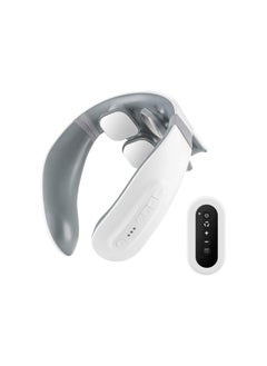 Automatic Cycle 4-Head Neck Massager with Heat, Deep Kneading Massage for Pain Relief, Cordless Intelligent Massager for Neck Relax,Remote Control 6 Mode 18 Levels of Intensity Rechargeable Massager