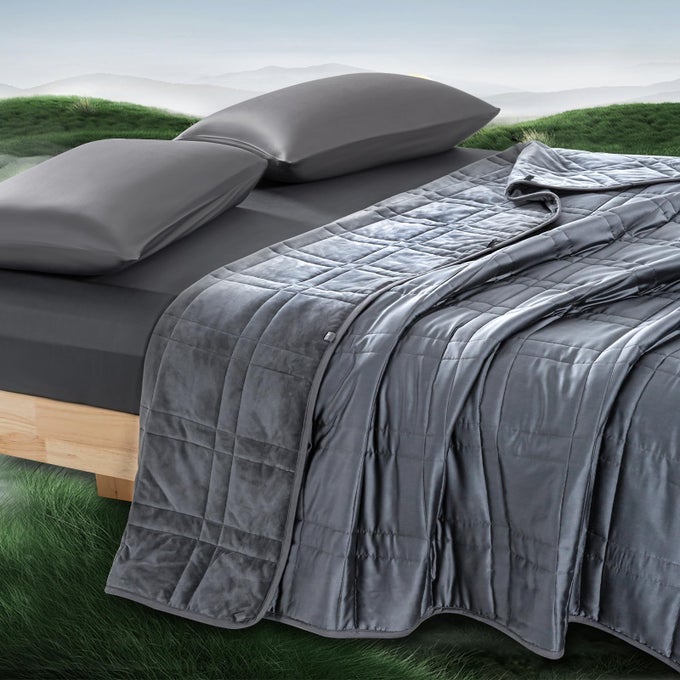 KING SIZE WEIGHTED BLANKET 20LBS88X104 DOUBLESIDED REVERSIBLE WEIGHTED BLANKET WITH WARM SHORT PLUSH AND COOL TENCEL FABRIC FOR ALL SEASON USE CARRY BAG INCLUDED