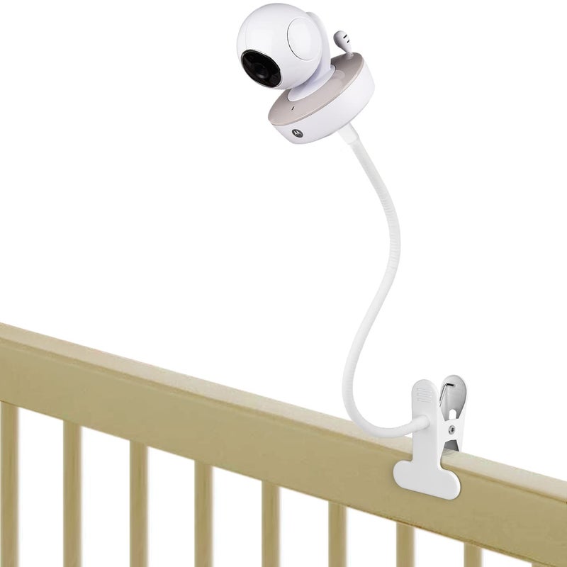 wochel Gooseneck Baby Monitor Mount for Motorola, Owlet, VAVA, Arlo Baby Monitor and Most Universal Baby Security Camera, Flexible Baby Camera Holder Without Tools or Wall Damage - White - Image 1