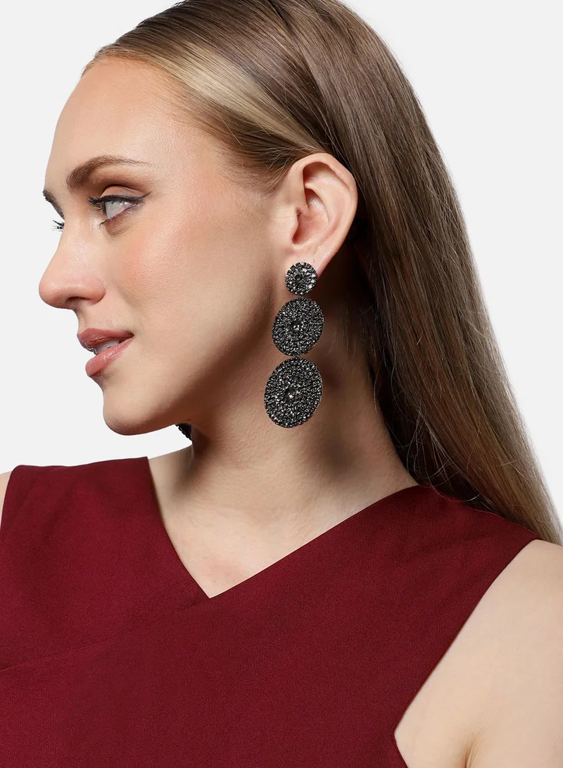 سوهي قرط متدلي من الحجر مصمم للحفلات مطلي بالذهب