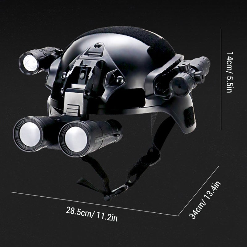 Airsoft Helmet Black Adjustable Fitting Belt Quick Release Buckle - Integrated 200M Telescope Infrared Targeting Fast Helmet with Flashlight for Paintball Nighttime Tactical Games - Image 2
