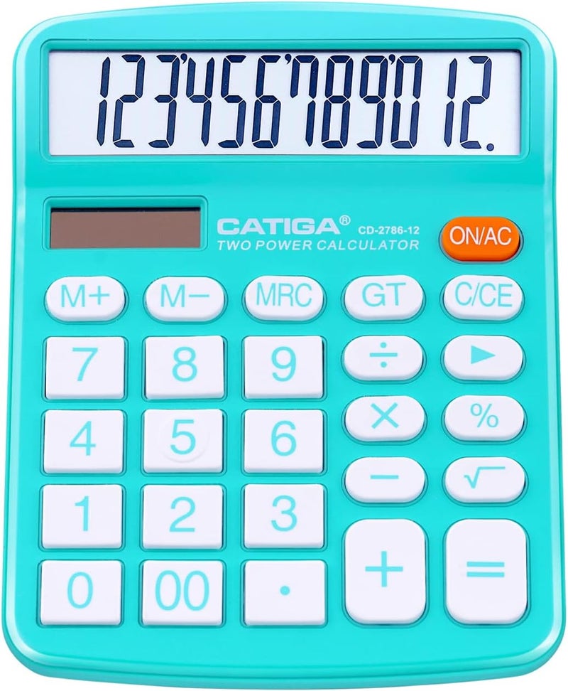 CATIGA Desktop Calculator 12 Digit with Large LCD Display and Sensitive Button, Solar and Battery Dual Power, Standard Function for Office, Home, School, CD-2786 - Image 1