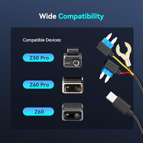 DDPAI Dash Cam Hardwire Kit, 10Ft Type-C USB Dash Camera Hard Wire Kit Compatible with Z50 Pro and Z60 Pro Models, Enabling 24 Hours Parking Monitor, 12V/2A to 5V/3A - Image 2