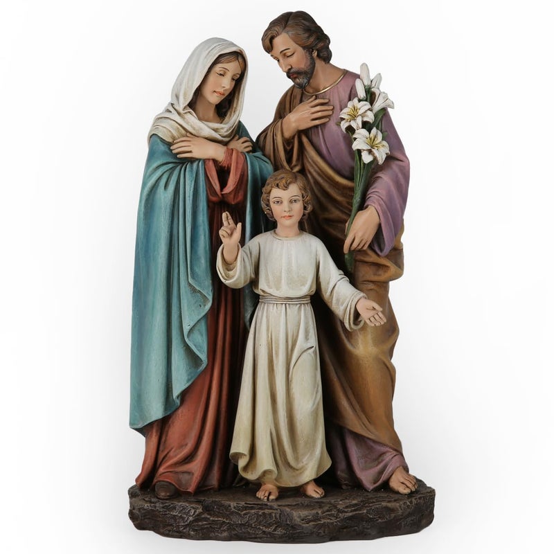 BC Catholic Holy Family Statue Youth Jesus StJoseph Virgin Mary Indoor Inspirational Home Dcor Christmas Collection Religious Gift 12 H Renaissance Sculpture Handpainted by Buildclassic