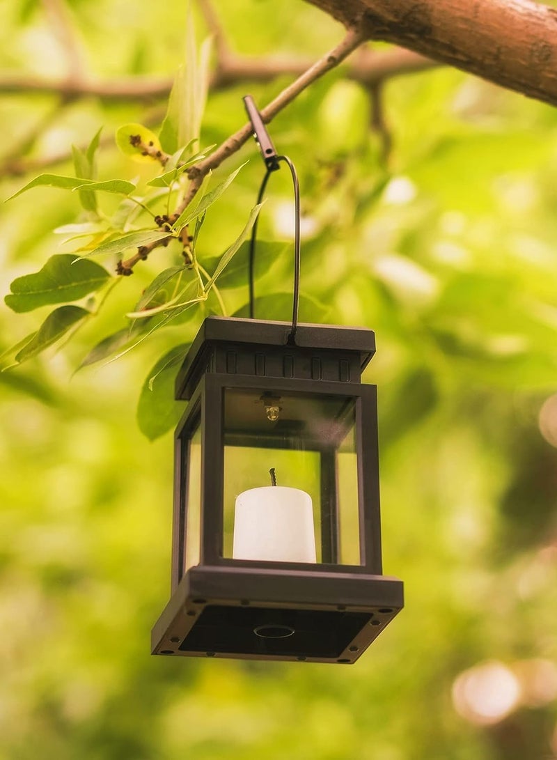 Loquat 12pc Solar Lanterns Hanging Garden Outdoor Lights Waterproof Flickering Candle LED Lamp Solar Metal Hanging Lantern for Ramadan Garden Patio Pathway Party Decoration (Candle) - Image 2