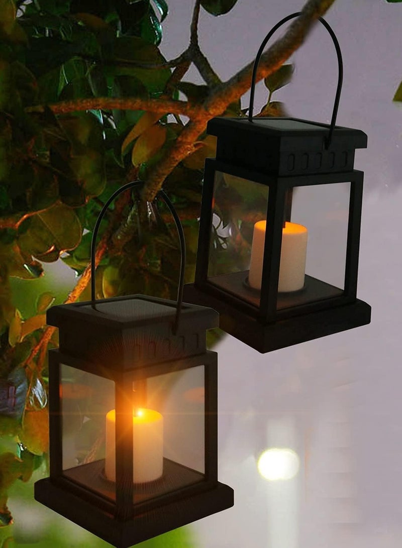 Loquat 12pc Solar Lanterns Hanging Garden Outdoor Lights Waterproof Flickering Candle LED Lamp Solar Metal Hanging Lantern for Ramadan Garden Patio Pathway Party Decoration (Candle) - Image 4