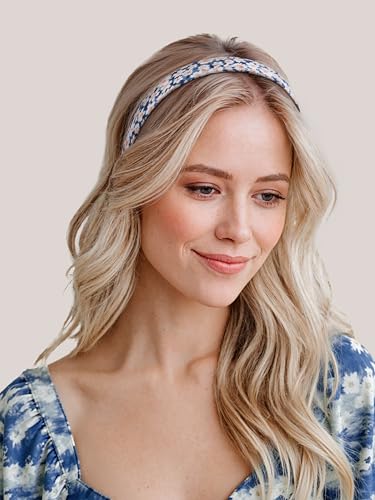 Sunolga 7 Pack Blue Headbands for Women Girls Non Slip Floral Padded Hairbands Cute Pearl Head bands Wide Headbands Trendy Hair Accessories - Image 4