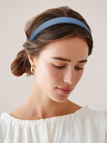Sunolga 7 Pack Blue Headbands for Women Girls Non Slip Floral Padded Hairbands Cute Pearl Head bands Wide Headbands Trendy Hair Accessories - Image 5