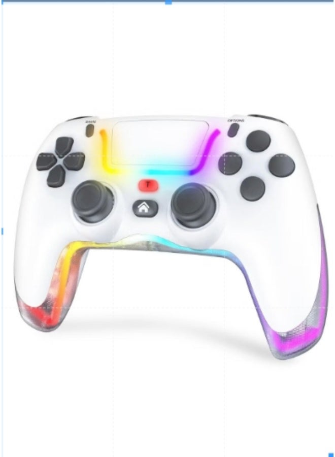 وحدة تحكم لاسلكية من أنمي لجهاز بلاي ستيشن 4، مزودة بعصا تحكم/اهتزاز مزدوج/جيروسكوب سداسي المحاور/أوضاع RGB/ماكرو M1 وM2/تربو بوست، متوافقة مع بلاي ستيشن 4/برو/سليم/سويتش/الكمبيوتر الشخصي - لون أبيض