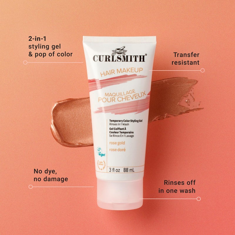CURLSMITH كيرلسميث - مكياج الشعر - لون شعر مؤقت نباتي وجل تصفيف (ذهب وردي 3 أونصة سائلة) - Image 2