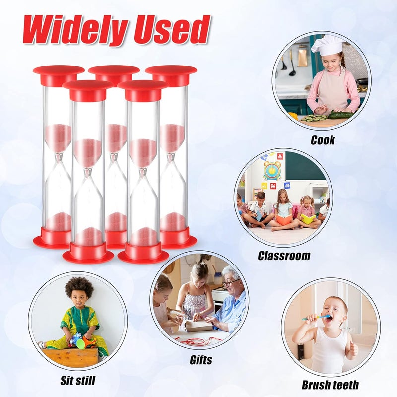 Queekay Queekay Set of 80 1 Minute Sand Timer Small Hourglass for Classroom One Minute Sandglass Clock Red Acrylic Hourglass Game Timer for Kids Preschool Teacher Supplies 335 x 098 x 098 Inches  - Image 4