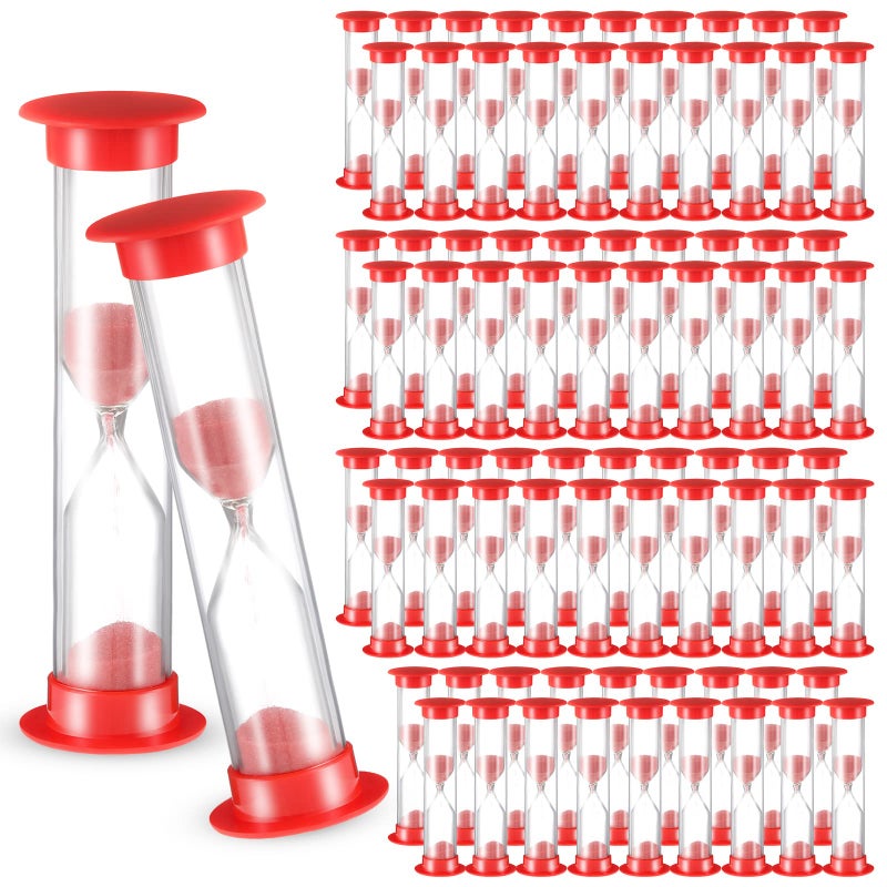 Queekay Queekay Set of 80 1 Minute Sand Timer Small Hourglass for Classroom One Minute Sandglass Clock Red Acrylic Hourglass Game Timer for Kids Preschool Teacher Supplies 335 x 098 x 098 Inches  - Image 1