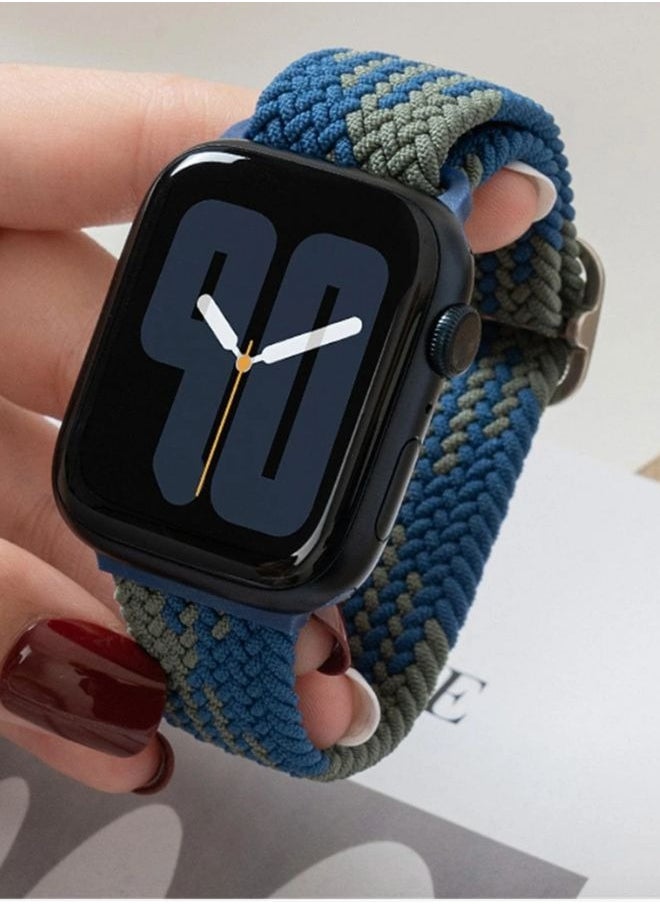 Generic - Nylon Woven Elastic Watch Band with Adjustable Buckle Rainbow Color Compatible with Apple Watch Compatible with All Sizes - Image 1
