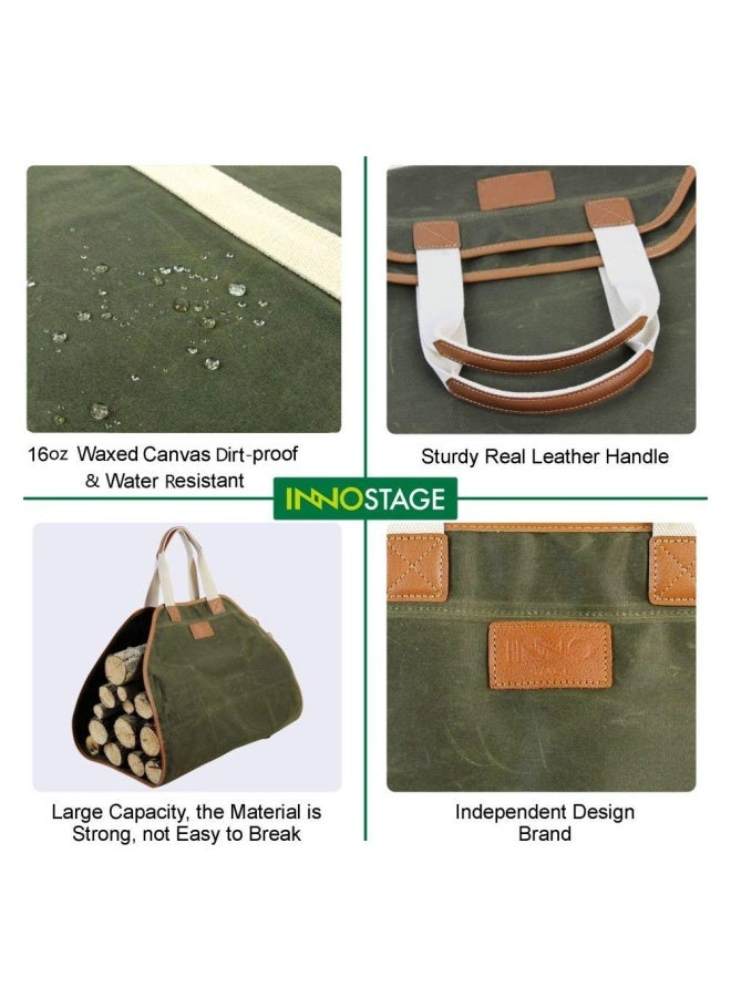 INNO STAGE Firewood Carrier  Waxed Canvas Wood Carrier for Firewood Heavy Duty Log Carrier Bag As Wood Stove Accessories - Image 4
