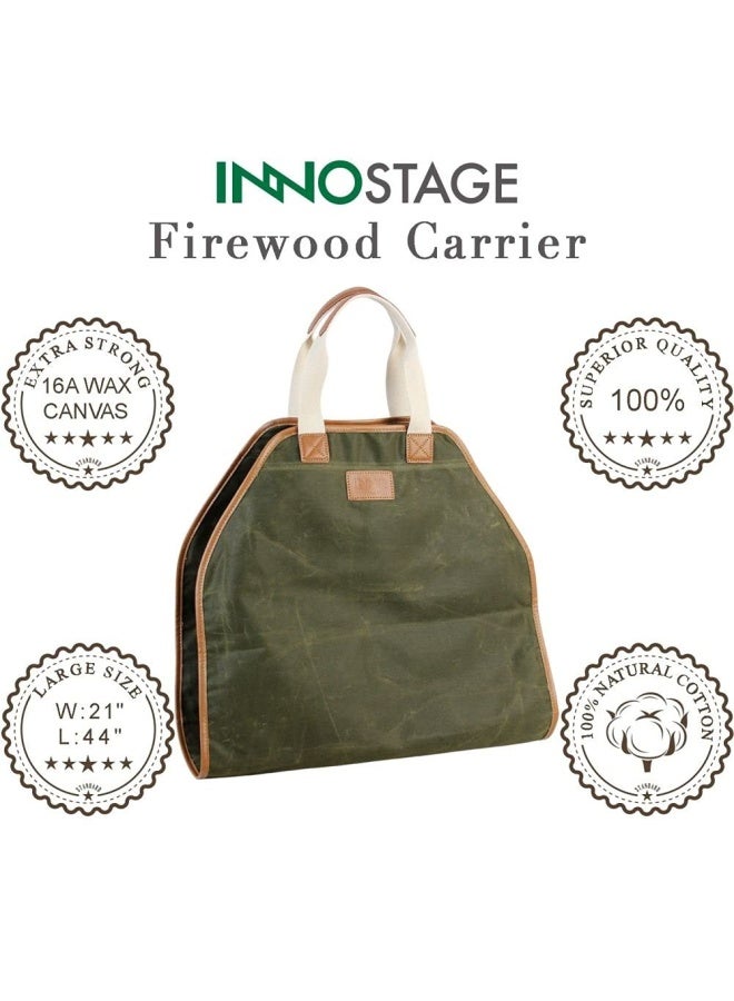 INNO STAGE Firewood Carrier  Waxed Canvas Wood Carrier for Firewood Heavy Duty Log Carrier Bag As Wood Stove Accessories - Image 3