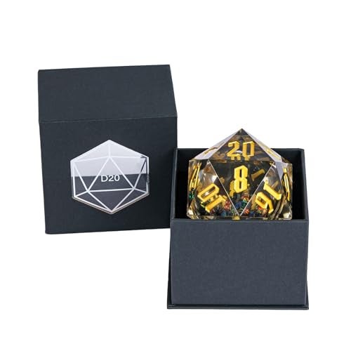 Cusdie Large D20 DND Dice 55mm with Sharp Edges DD 20 Sided Dice Handmade Giant D20 for RPG Table GamesBlack Quicksand - Image 5