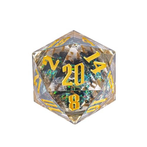 Cusdie Large D20 DND Dice 55mm with Sharp Edges DD 20 Sided Dice Handmade Giant D20 for RPG Table GamesBlack Quicksand - Image 1