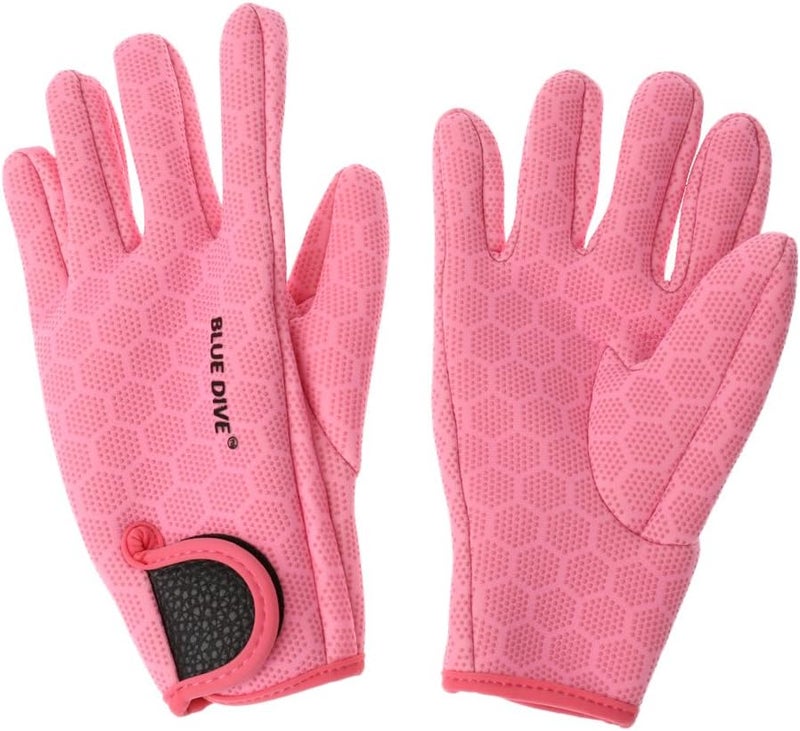 klarako 1 Pair 1.5mm Neoprene Anti slip Comfortable Wetsuits Five Finger Gloves for Scuba Diving Surfing Winter Swimming Black/Pink - Image 3