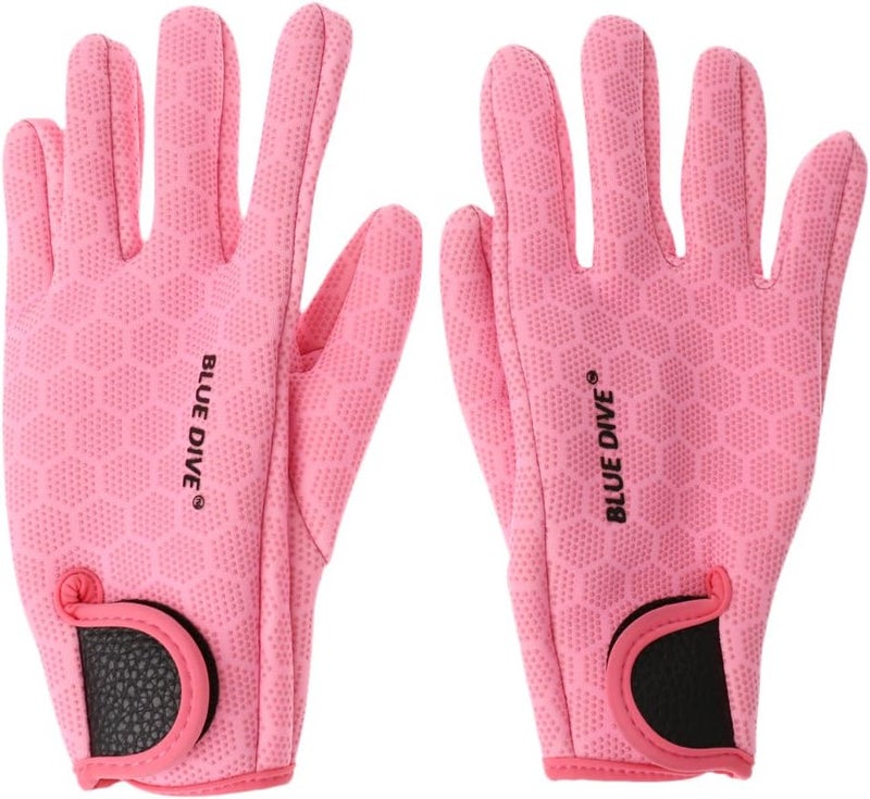 klarako 1 Pair 1.5mm Neoprene Anti slip Comfortable Wetsuits Five Finger Gloves for Scuba Diving Surfing Winter Swimming Black/Pink - Image 1