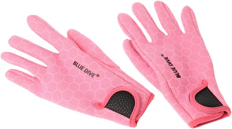 klarako 1 Pair 1.5mm Neoprene Anti slip Comfortable Wetsuits Five Finger Gloves for Scuba Diving Surfing Winter Swimming Black/Pink - Image 2
