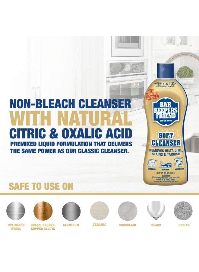Bar Keepers Friend Soft Cleanser Liquid (2 x 13 Ounce) Multipurpose Cleaner & Rust Stain Remover for Stainless Steel, Porcelain, Ceramic Tile & More - Image 5