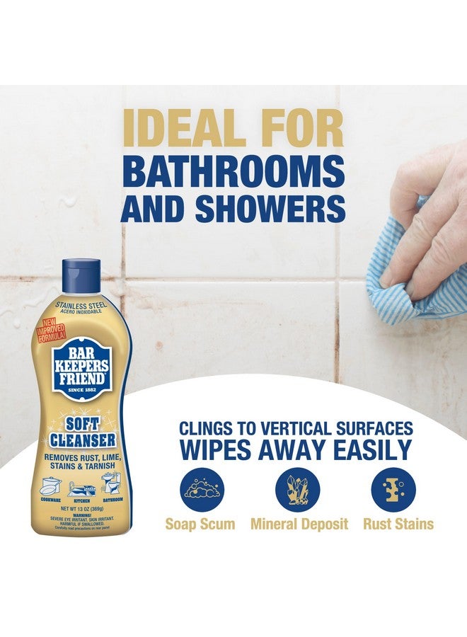 Bar Keepers Friend Soft Cleanser Liquid (2 x 13 Ounce) Multipurpose Cleaner & Rust Stain Remover for Stainless Steel, Porcelain, Ceramic Tile & More - Image 4
