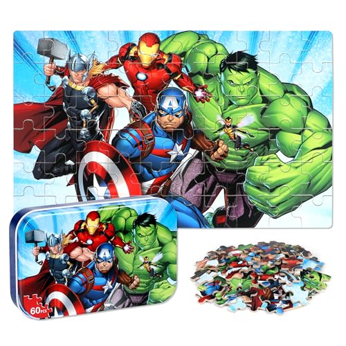 LELEMON Puzzles for Kids Ages 46 60 Piece Puzzles for Kids Ages 48Children Jigsaw Puzzles in a Metal BoxEducational Learning Puzzle Toys for Girls and Boys - Image 1